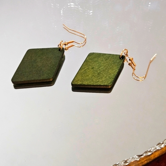 Boho Natural Wood Earrings - Picture 4 of 5